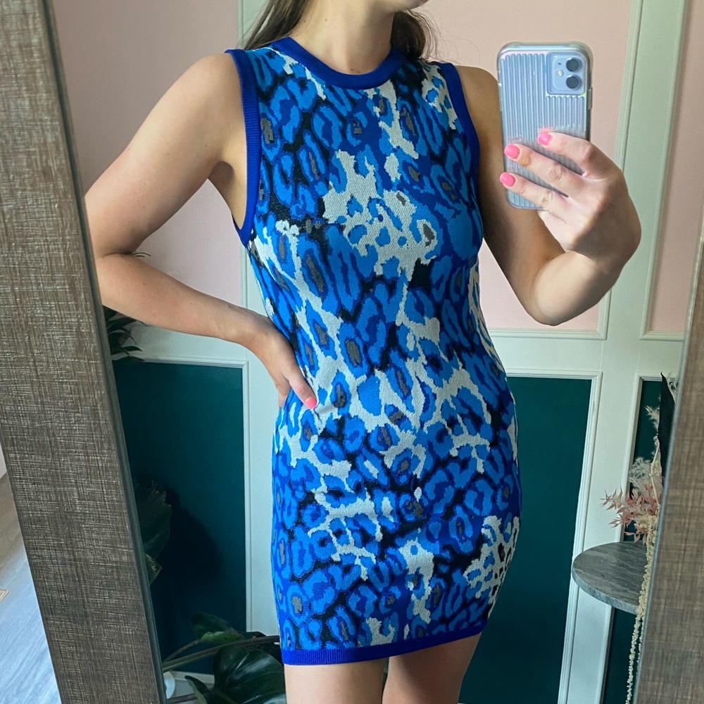 Club Monaco blue leopard dress